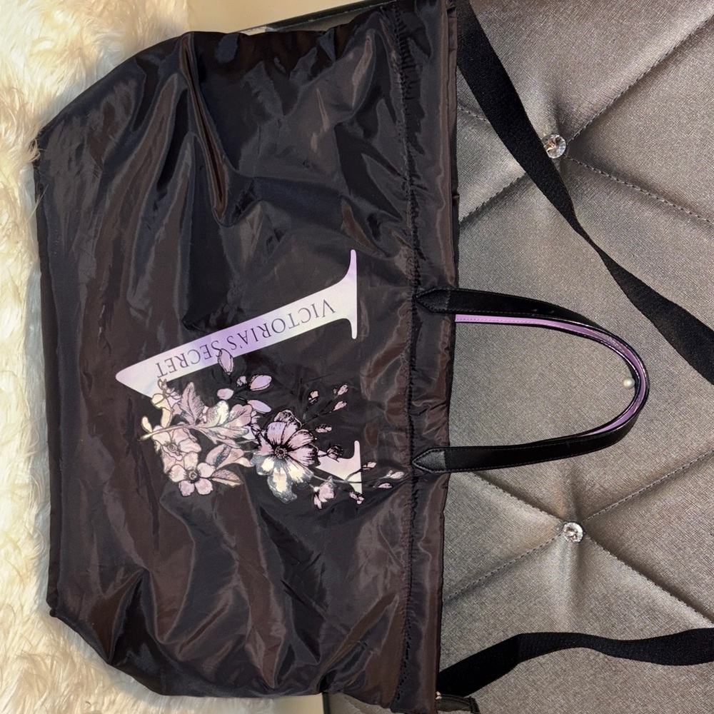 Victoria's Secret Black Floral Tote